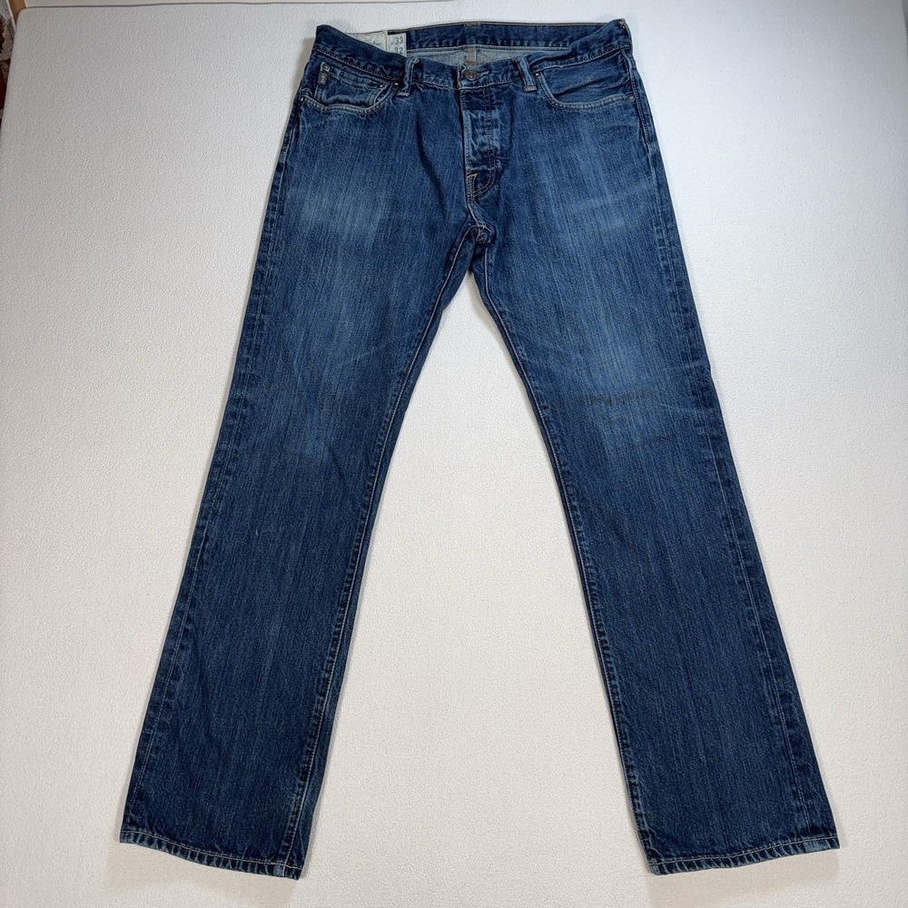 Abercrombie & Fitch Remsen Jeans Men's 33 (fits 34x32) Blue Slim Straight Cotton